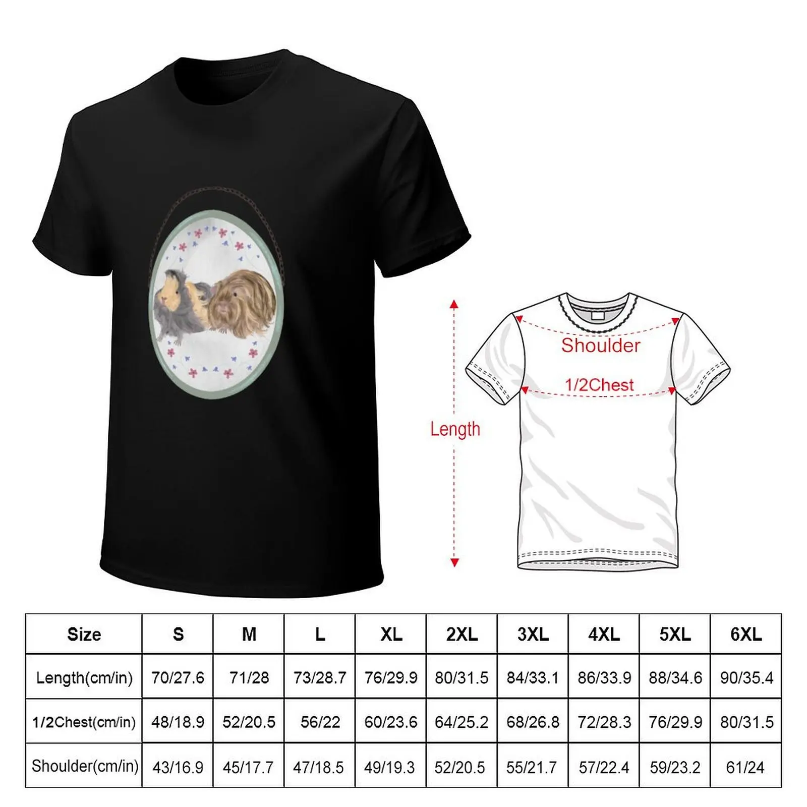 Guinea Pigs in vintage frame T-Shirt Heavy Duty Casual Work Tee