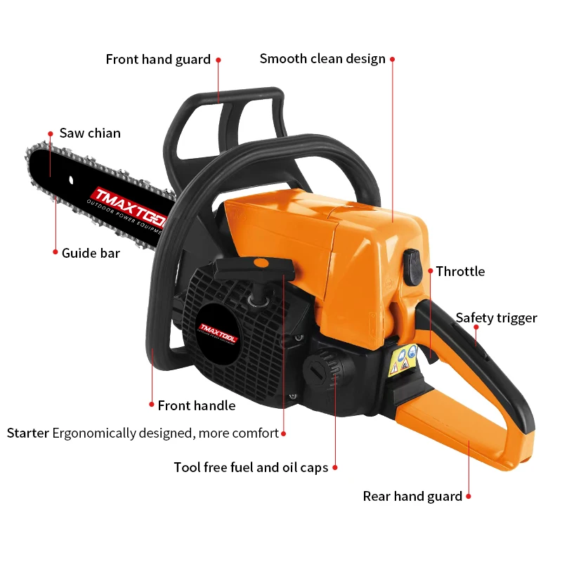 2 Stroke 45.4CC Petrol Chain Saw 250 230 210 021 023 025 Gas Chainsaw for Wood Cutting