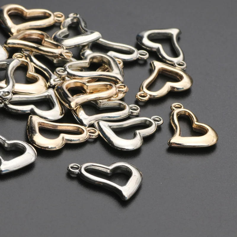 17x22mm 50pcs Love Heart Pendants Acrylic Beads Necklaces Bracelets CCB Spacer Beads For Jewelry Making DIY Jewelry Accessories