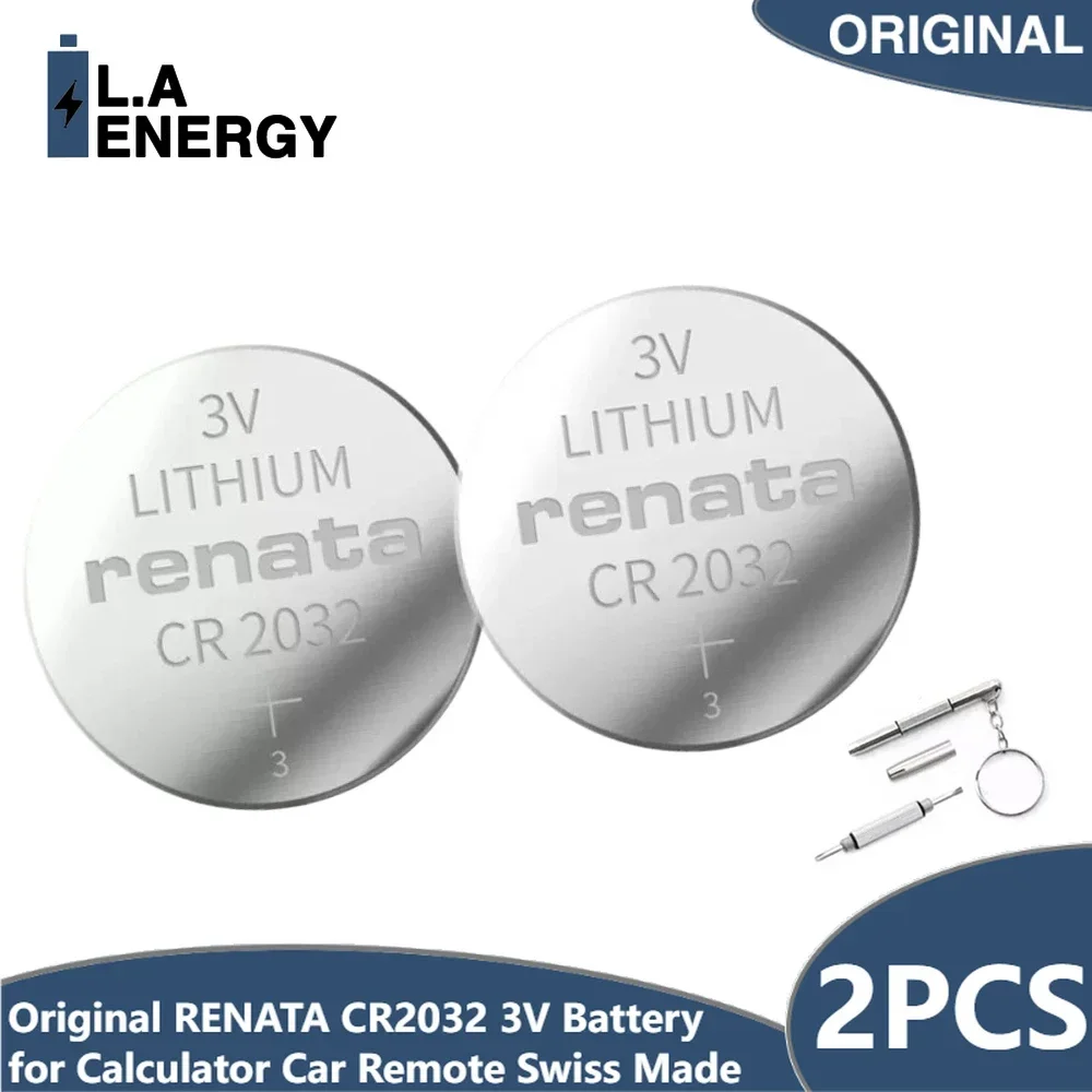 2PCS Original RENATA Swiss Made CR2032 CR 2032 3V Lithium Battery DL2032 ECR2032 For Calculator Car Remote Button Coin Cell