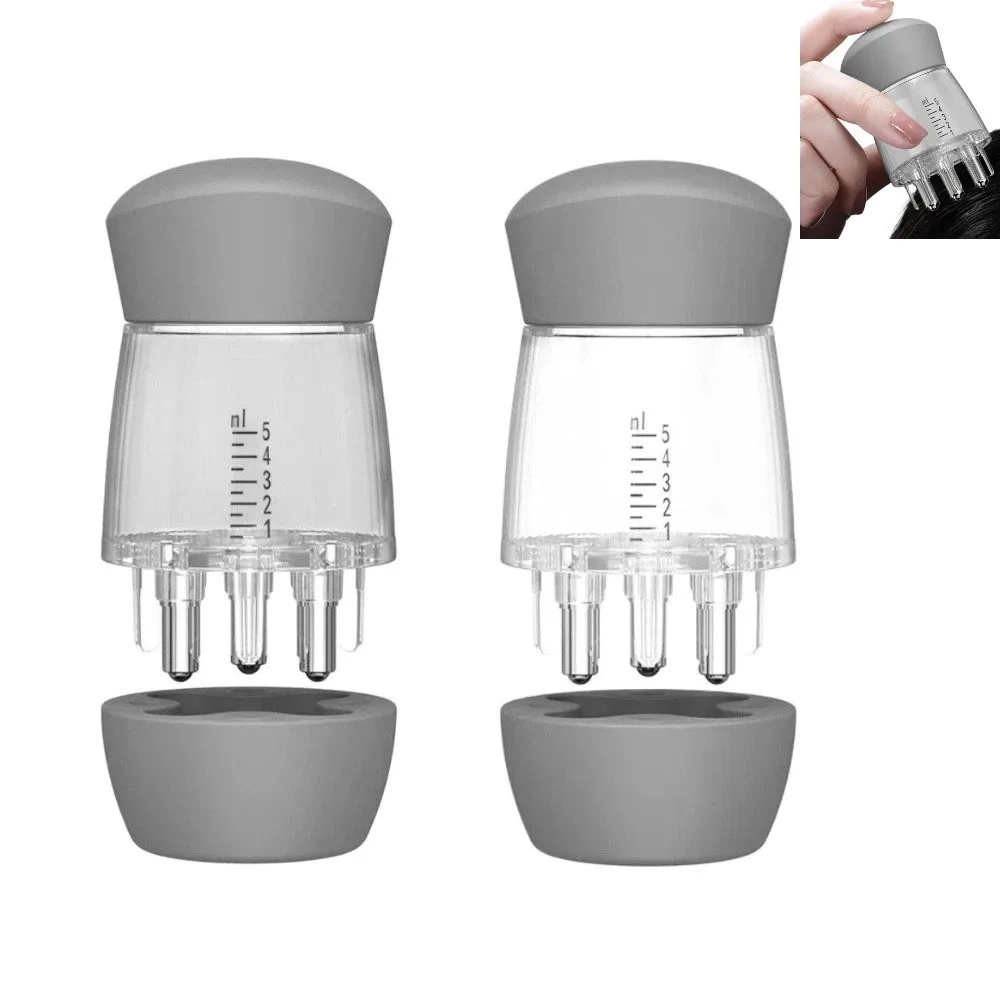 Five Liquid Outlet Teeth Scalp Liquid Applicator Comb 5ml Capacity Transparent Root Treatment Comb Scale Marked Ball Bearings