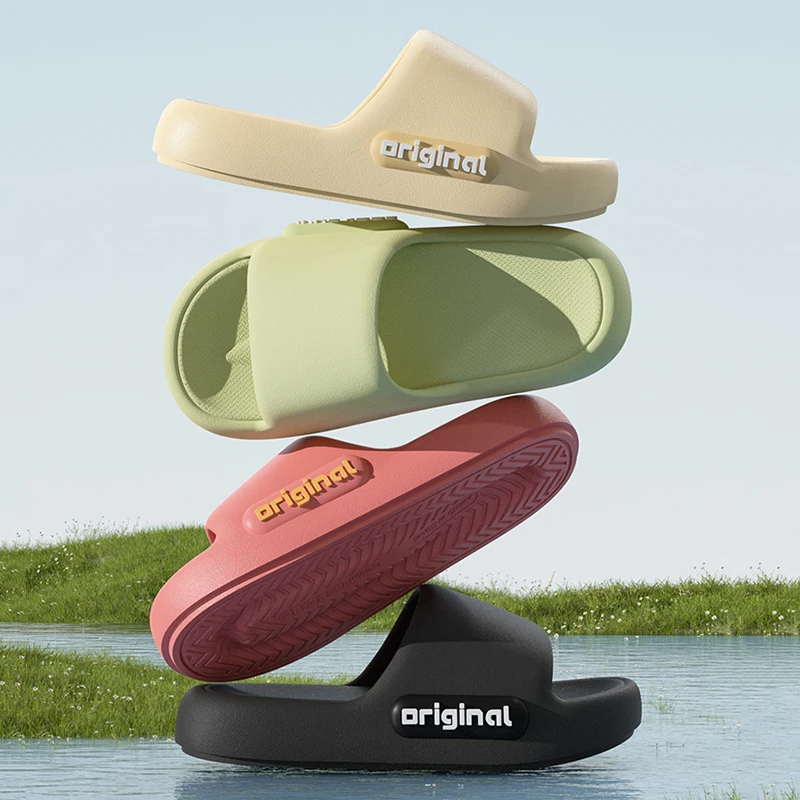 

2025 Summer Womens Platform Cloud Slippers Soft EVA Pillow Slides Non-Slip Beach Flip Flops Couple Solid Color Bathroom slippers