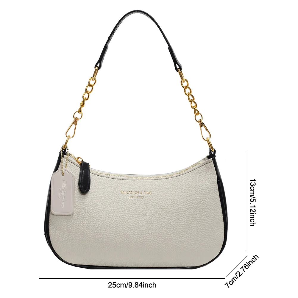 حقيبة كتف للنساء بحزام قابل للتعديل تحت الإبط من جلد البولي يوريثان بسحاب للإغلاق حقيبة هلال كاجوال للسفر والعمل #6