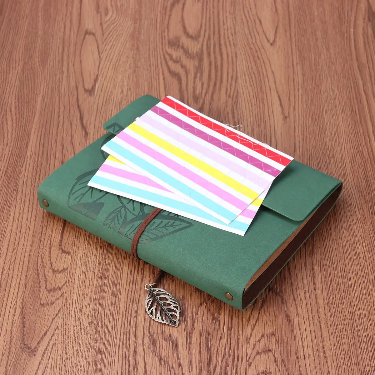 DIY Photo Album Memory Scrapbook Loose Leaf PU Cover for Personalized Gifts Travel Record Green Stylish Storage