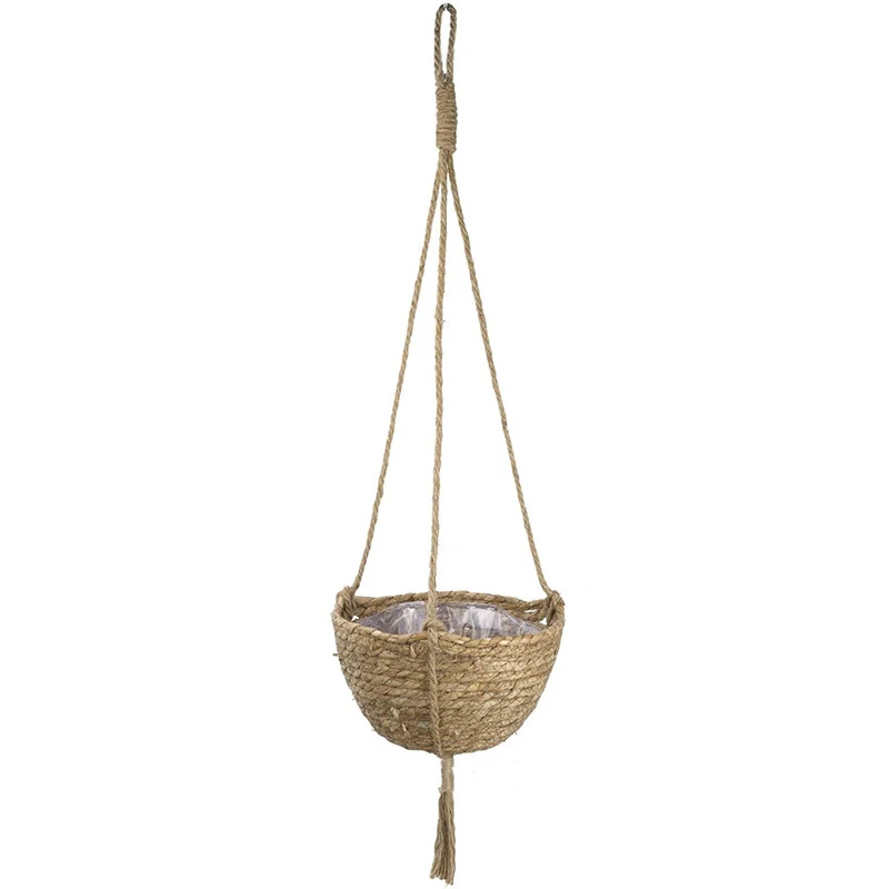 

Promotion! Hanging Rattan Basket Planter Indoor Outdoor Hanging Rope Flower Plant Pot Basket Decorative,Hanging Flowerpot