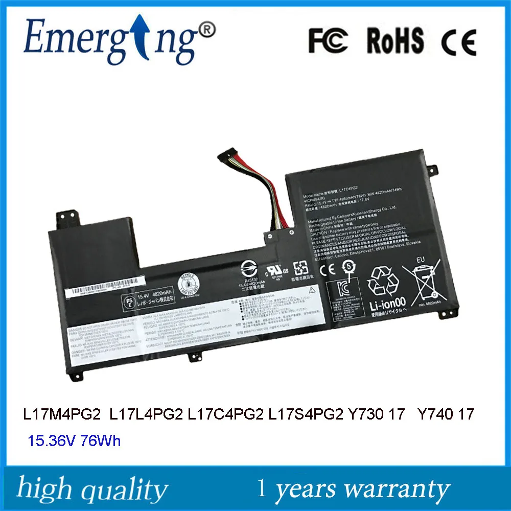 

76Wh L17M4PG2 L17L4PG2 L17C4PG2 L17S4PG2 Laptop Battery For Lenovo Legion Y730 Y730-17 Y740-17 17ICH 4ICP6/54/90