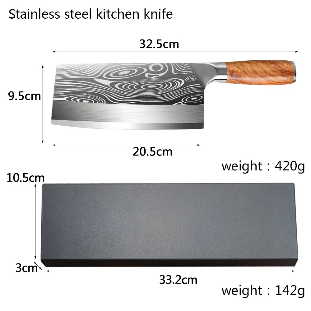 Chinese Kitchen Knife 4Cr13 High Carbon Cleaver Durable Chef Slicing Chopping Knife Ultra Sharp Blade Color Wood Handle Knives