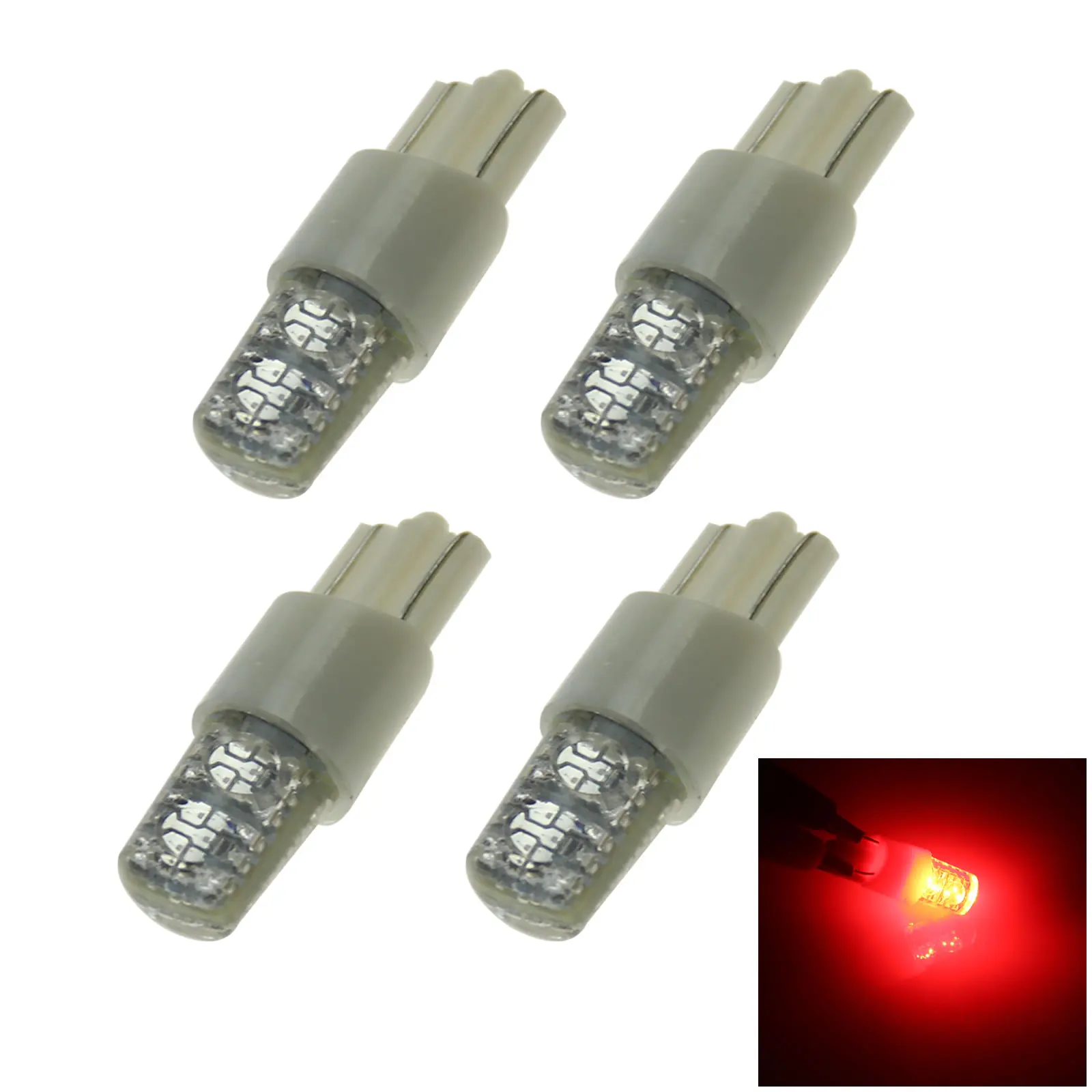 4x Red Car T10 W5W Tail Bulb Clearance Lamp 4 Emitters 2119 SMD LED 194 259 2525 Z20123