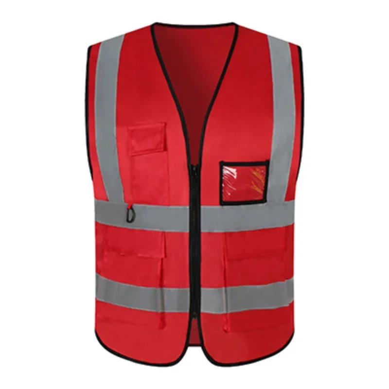 Breathable safety vest in bright colors with multiple pockets for transportation, railway and coal mine