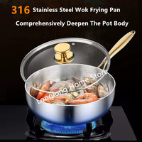 316 Stainless Steel Deep Fryer Non Stick Frying Pan Cooking Steak Kitchen Cookware Gas Stove Induction Cooker Universal Milk Pot