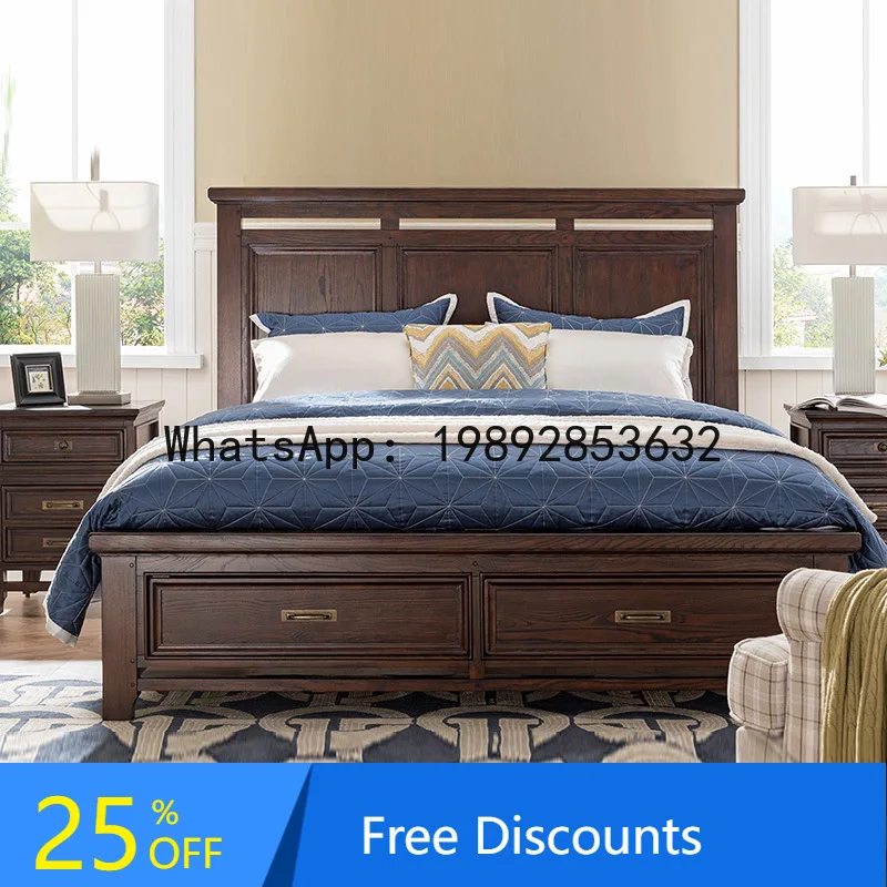 

YFY American Style Solid Wood Master Bedroom Double Cashier Post Modern Simple Storage High Backrest Drawer