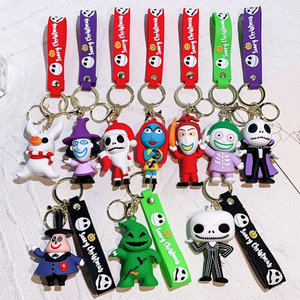 The Nightmare Before Christmas Keychain Cartoon Cute Jack Skellington Sally Oogie Boogie Pendant Keyring Gifts for Fans