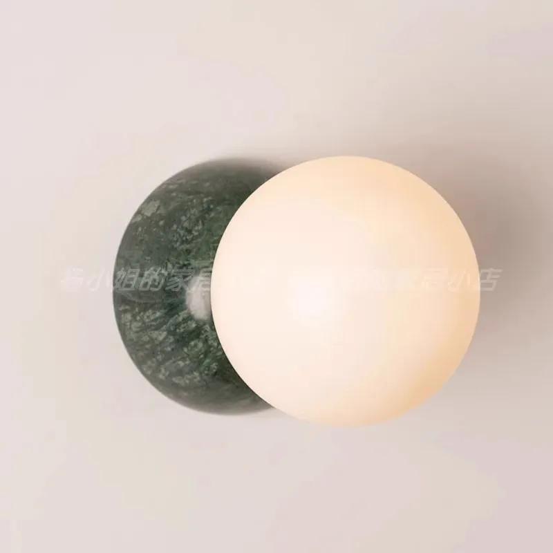 French Style Light luxury Minimalist Natural Marble Wall lamp Advanced Creativity Living Room Bedroom Corridor Wall Mounted lamp
