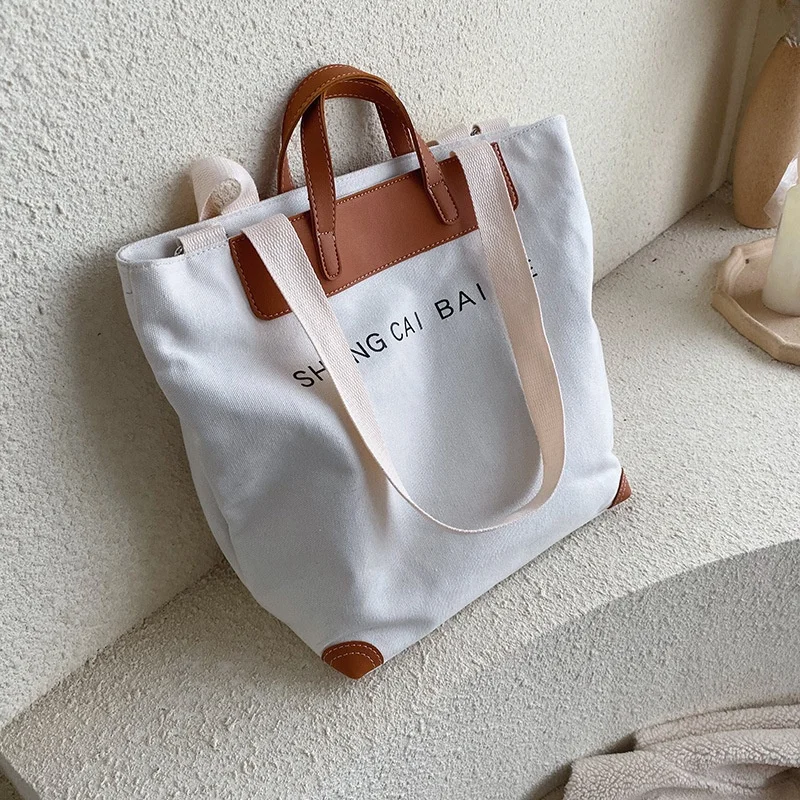Trendy Canvas Tote Bag Women's Crossbody Large Capacity Single Shoulder Handbag Fashionable Japanese Style 2026 New Model