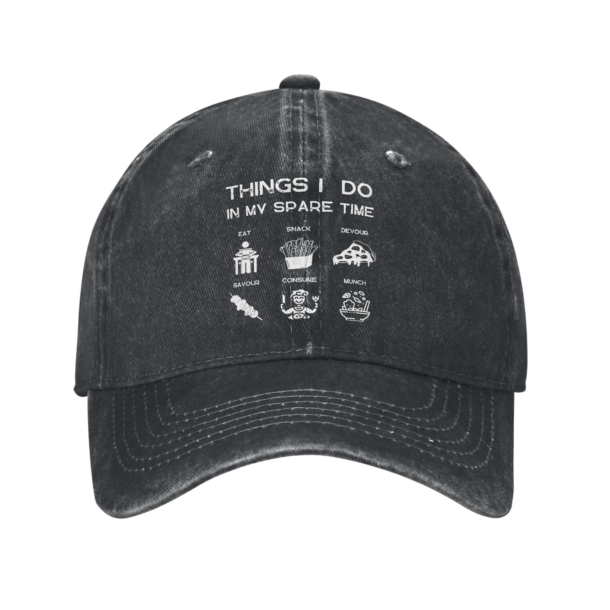 Retro Things I Do in my Spare Time Gastronomic Baseball Caps Unisex Distressed Cotton Headwear Outdoor Adjustable Hats Cap