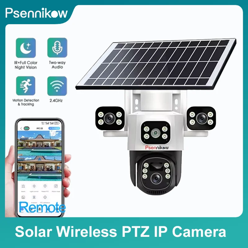 

Solar Wireless Camera 6MP PTZ IP Camera Smart Home Color Night Auto Tracking Security WiFi Camera Two Way Audio CCTV Camera