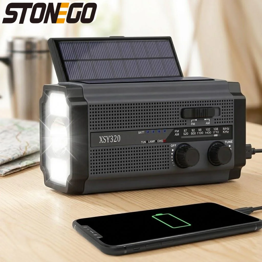

Радиоприемник на солнечной энергии AM/FM с динамо-зарядкой, портативный, 5000 мАч, с LED-фонариком, лампой для чтения и SOS-сигналом для кемпинга, походов и использования на открытом воздухе