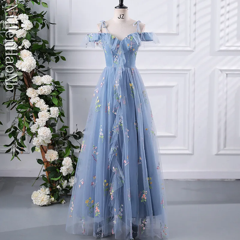 Vintage Green Prom Dresses Princess Homecoming Dress Romantic Floral Embroidery Women Vestidos De Noche