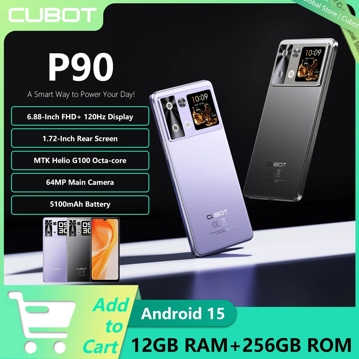 �y�Z�[�����zCubot P90 4G�X�}�[�g�t�H�� Helio G100 �I�N�^�R�A 24GB+256GB 6.88�C���` 120Hz�f�B�X�v���C 5100mAh�o�b�e���[ 64MP�J���� Android 15����