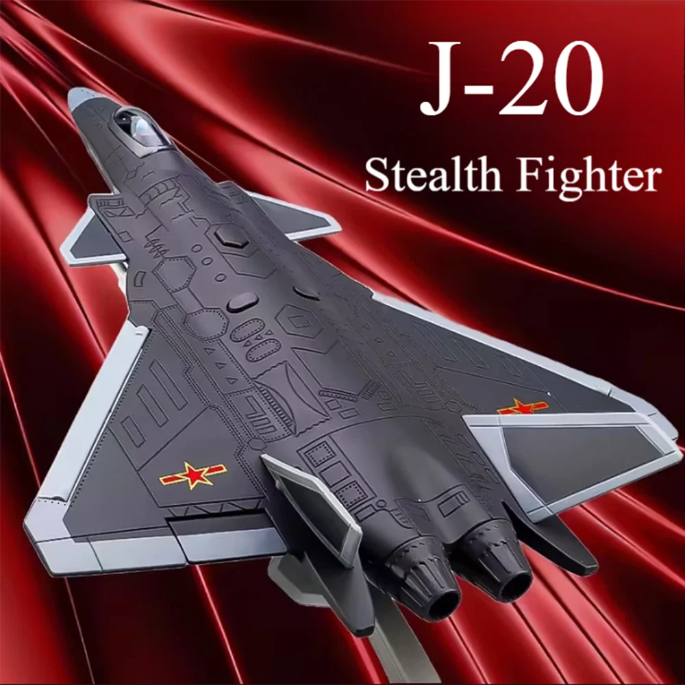 

1/84 Scale Alloy J-20 Stealth Fighter Airplane Models Toy with Sound Light Wheel Pull Back Military Aircraft Model Toys for Kids