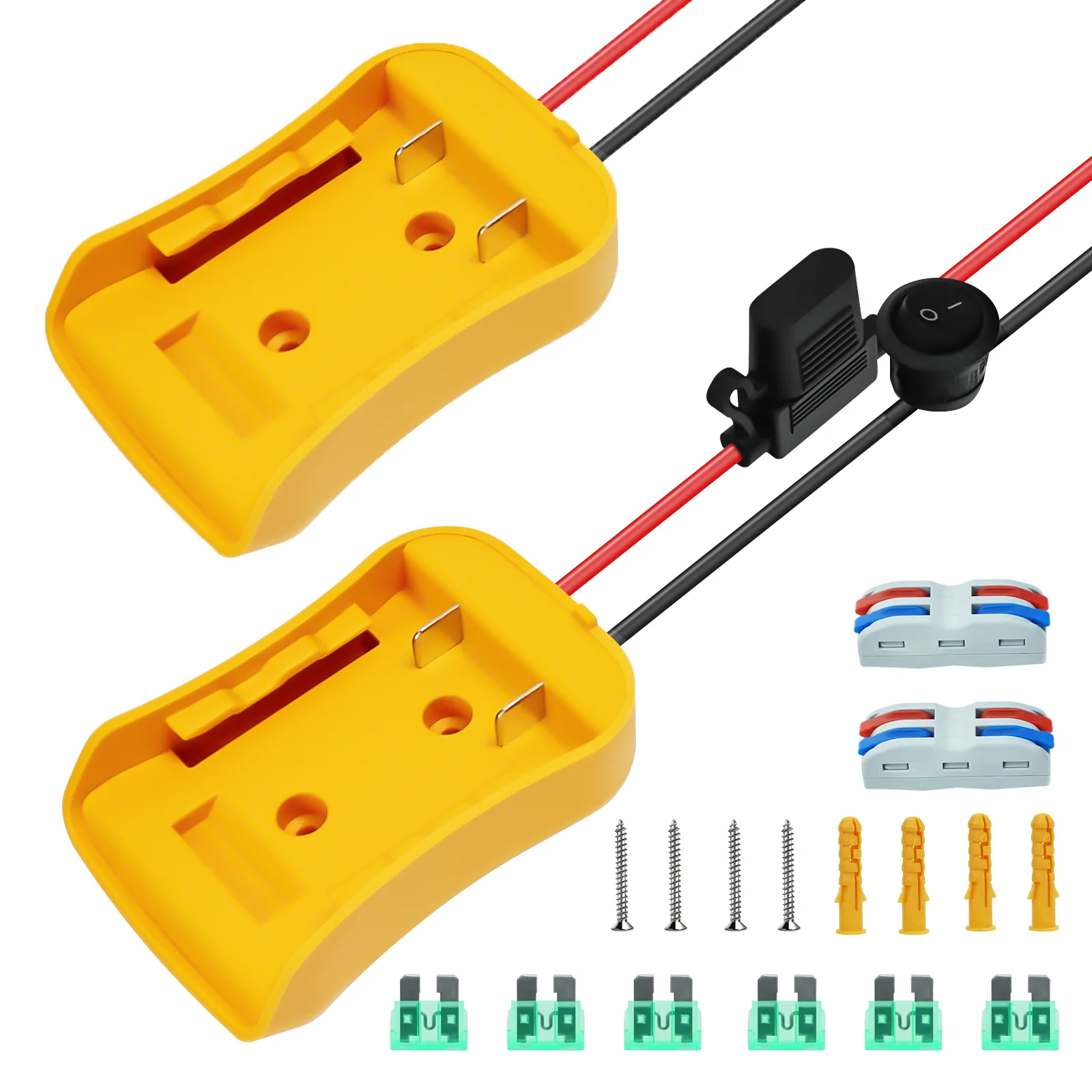 

2 Packs 20V Battery Adapter for Dewalt Power Wheel Battery Adapter Converter with Fuse & Switch & Wire Terminals & 12 AWG Wire