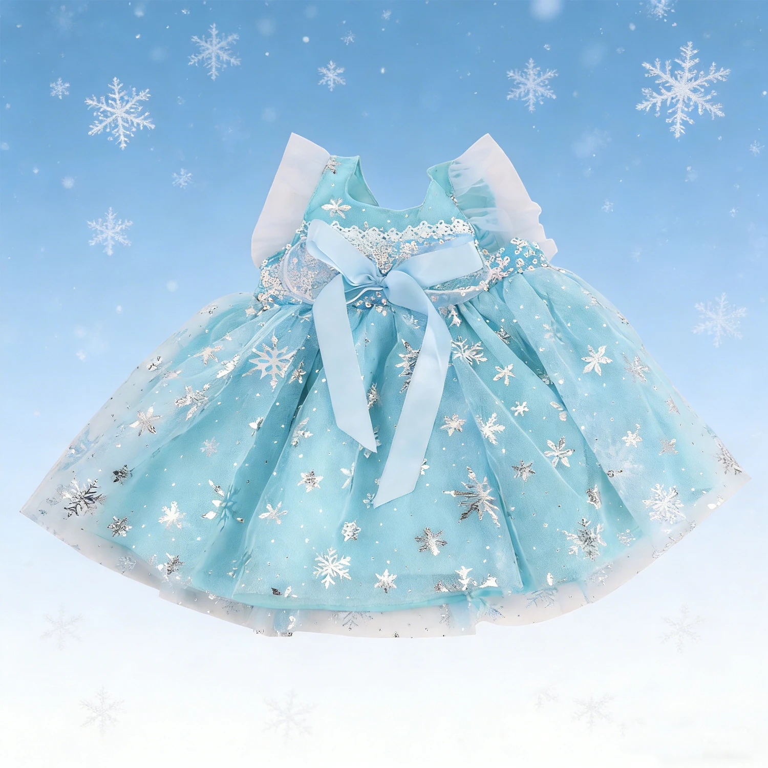 22 Inch Reborn Doll Blue Snow Flower Bowknot Dress Cute Mini Skirt For 55cm New Baby Girl Dolls Toy Girl's Gift