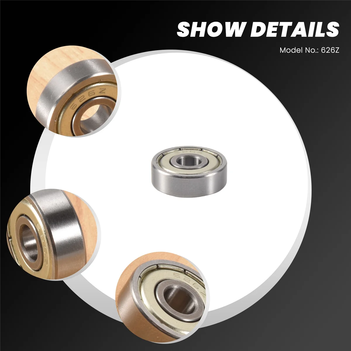 626Z محامل كروية مزدوجة مختومة 6x19x6 مللي متر فولاذ كربوني فضي