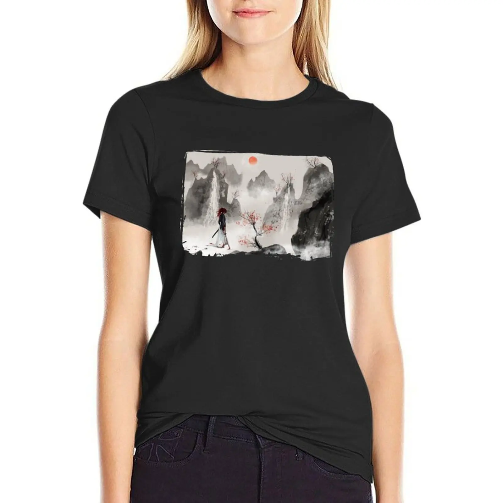 

Watercolor Anime Rurouni Kenshin T-Shirt funny oversized Blouse heavyweights Woman T-shirts