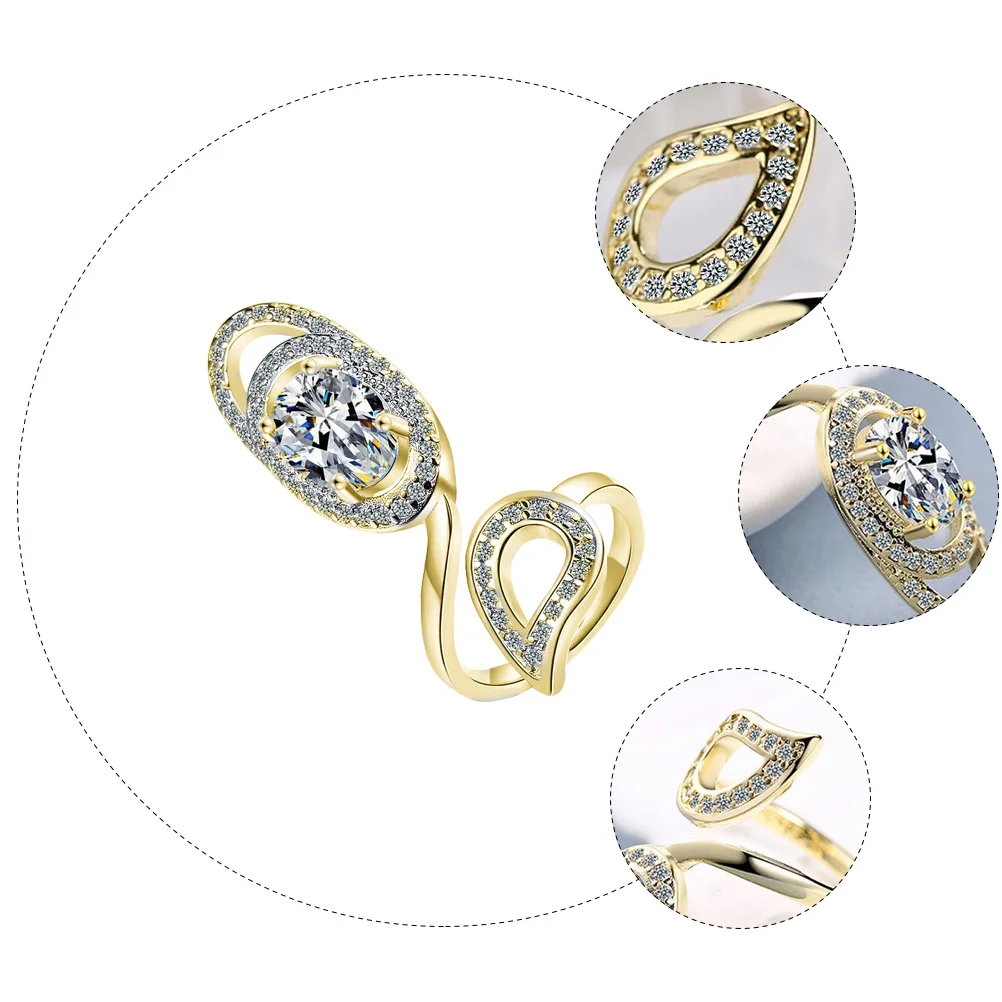 

Copper Open Fingernail Ring Fingernail Jewelry Rhinestone Hand Decor Women Adjustable Size Nail Ring for Party Dance