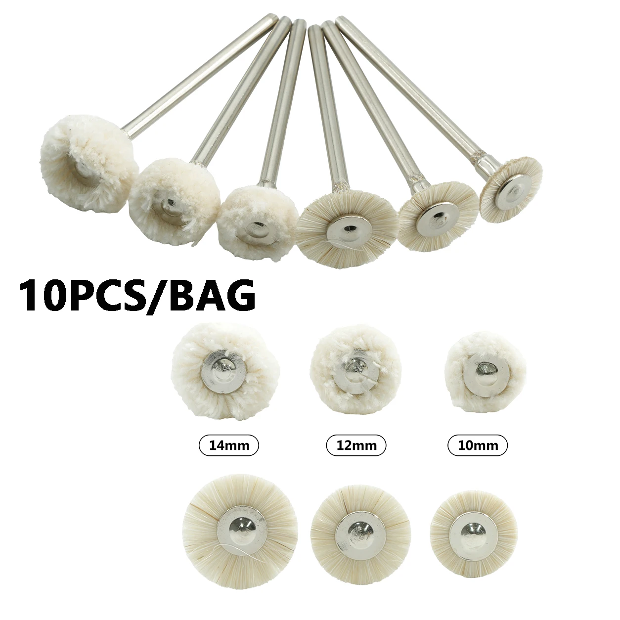 Dental Laboratory Polishing Drill Brush Weel Cotton Laboratorio Materials Rotary Tools Low Speed HP Shank 10mm 12mm 14mm