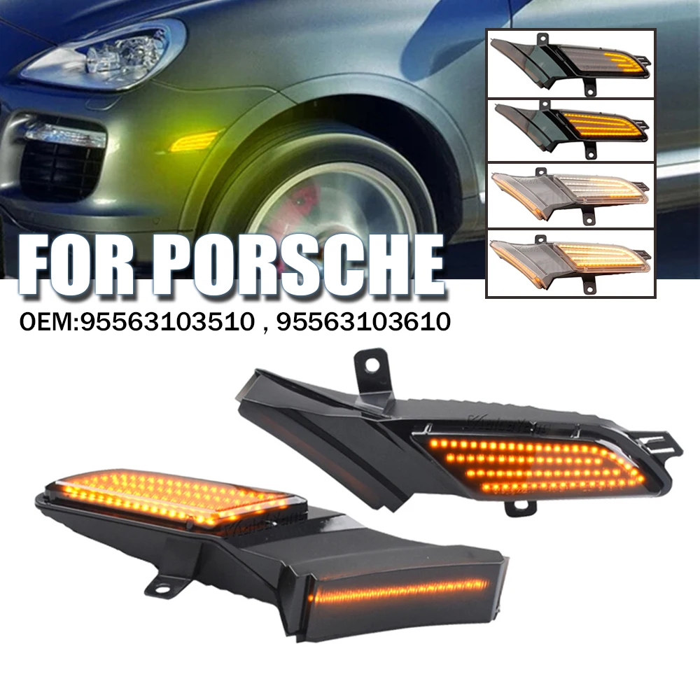 For Porsche Cayenne 957 967 2007-2010 LED Dynamic Side Marker Lights Turn Signal Blinker Indicator Lamps
