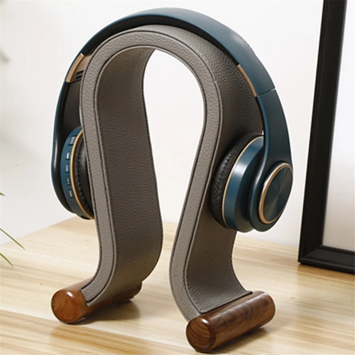 

AT9-U Shape Leather Headphone Holder Tabletop Support Headset Display Stand for PC Gaming Earbuds Shelf