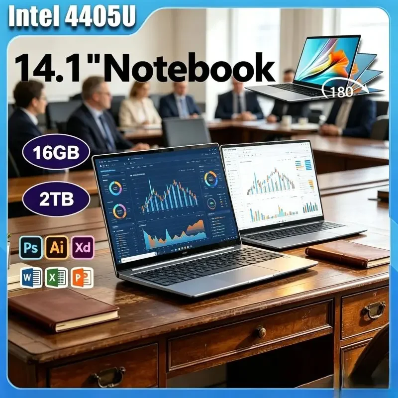 

Portable 14.1 Inch Notebook with Intel 4405U Processor, 16GB/32GB , Win11 System, Smooth Performance for Work and Entertainment