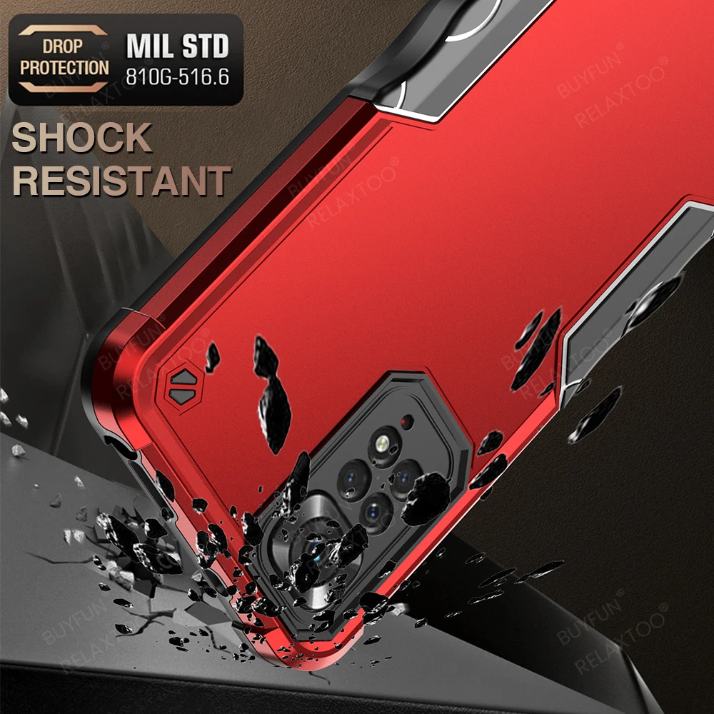 PC Hard Shockproof Armor Case For xiaomi redmi note 11 case redmi 10c 11t poco x4 m4 pro x3 Soft Tpu Camera Protect Cover Coques