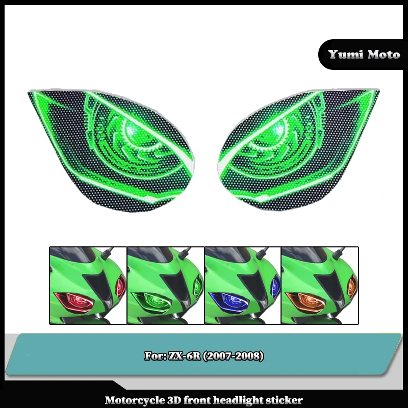 

Motorcycle 3D Front Fairing Headlight Guard Sticker Head Light Protection Fit For KAWASAKI NINJA ZX-6R ZX6R ZX 6R 2007 2008