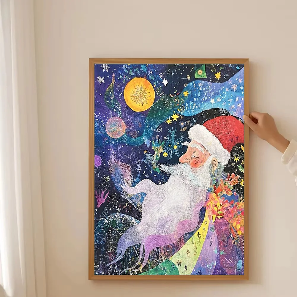 غريب الأطوار سانتا كلوز قماش الفن احتفالي عطلة جدار ديكور سحري عيد الميلاد صورة هدية فريدة ديكور المنزل #3
