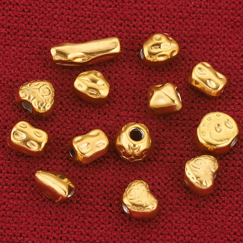 20PCS Stainless Steel Gold Plated Heart Tube Twisted Loose Small Spacer Beads for Needlework DIY Bracelet Jewelry Making Craft