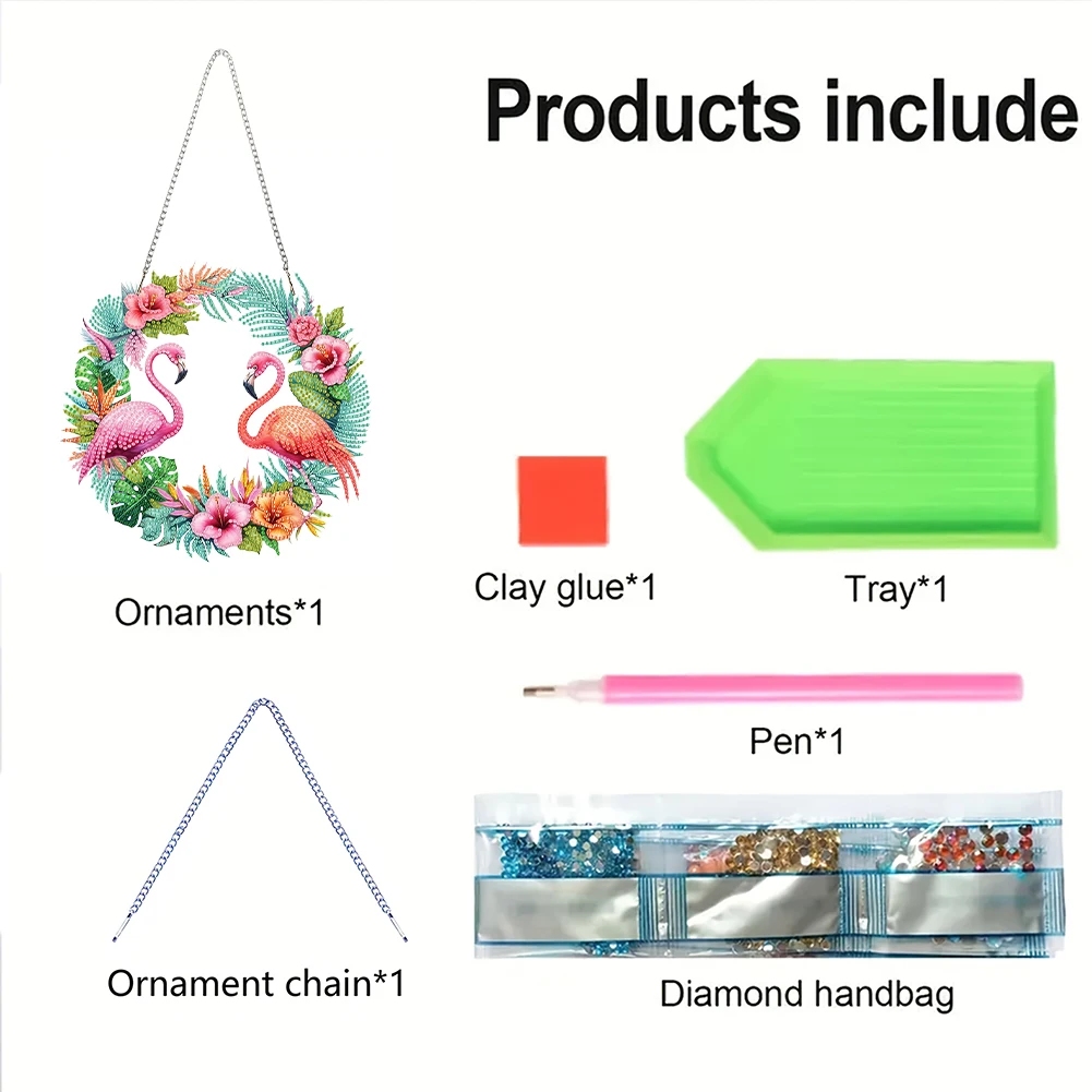 

2D/flat DIY Diamond Art Painting Wreath Kits Special Shaped Rhinestone Hanging Ornament for Home Window Door Decor Gift