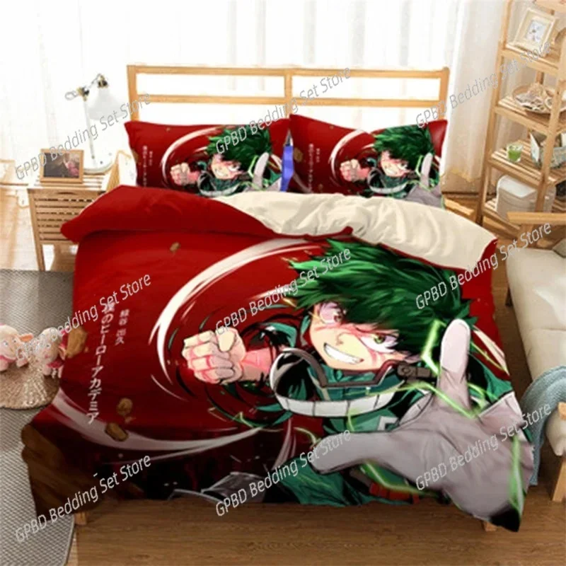 Japan Anime My Hero Academia 3D Bedding Set Duvet Cover Pillowcases Single Twin Full Queen King Size Home Decor Quilt Boys Gift