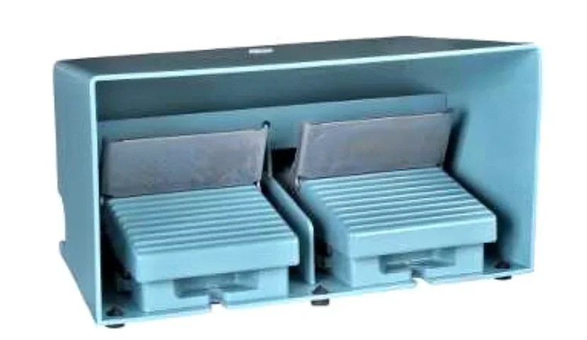 

2025.5 Authentic XPEM5100D Double Foot Switch - With Cover - Metal - Blue-2NC+2NO