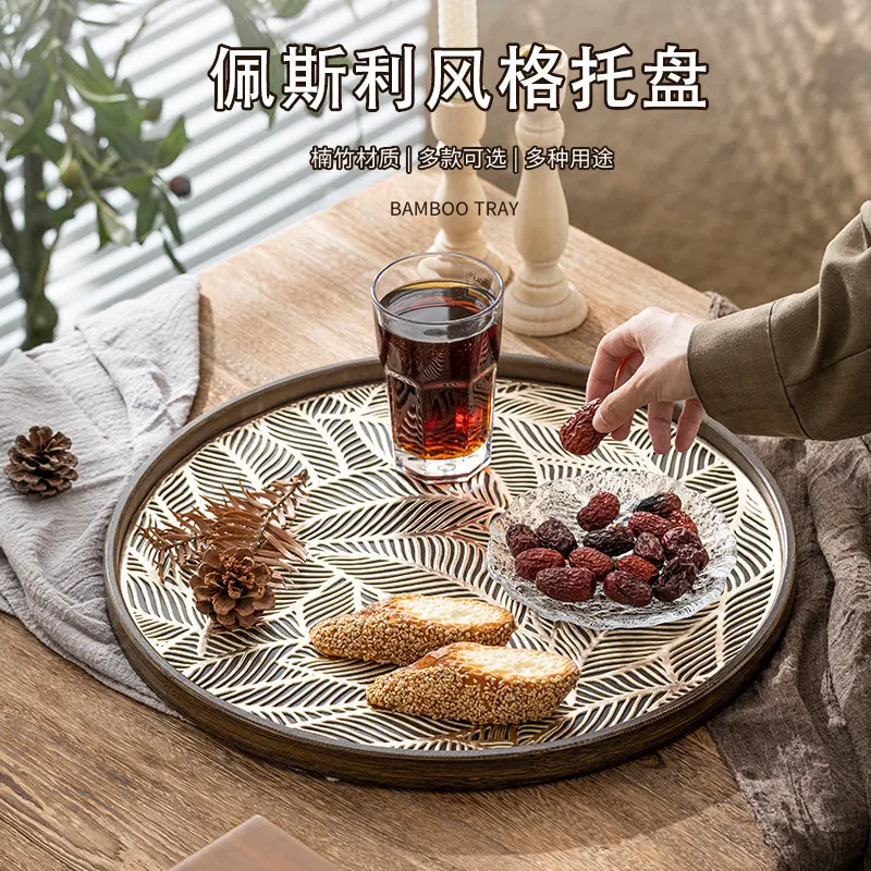 Premium Durable Extra Large Sturdy Commercial Rectangular Bamboo Wood Serving Tray for Tea Coffee Cake Snack, Home Use Organizer