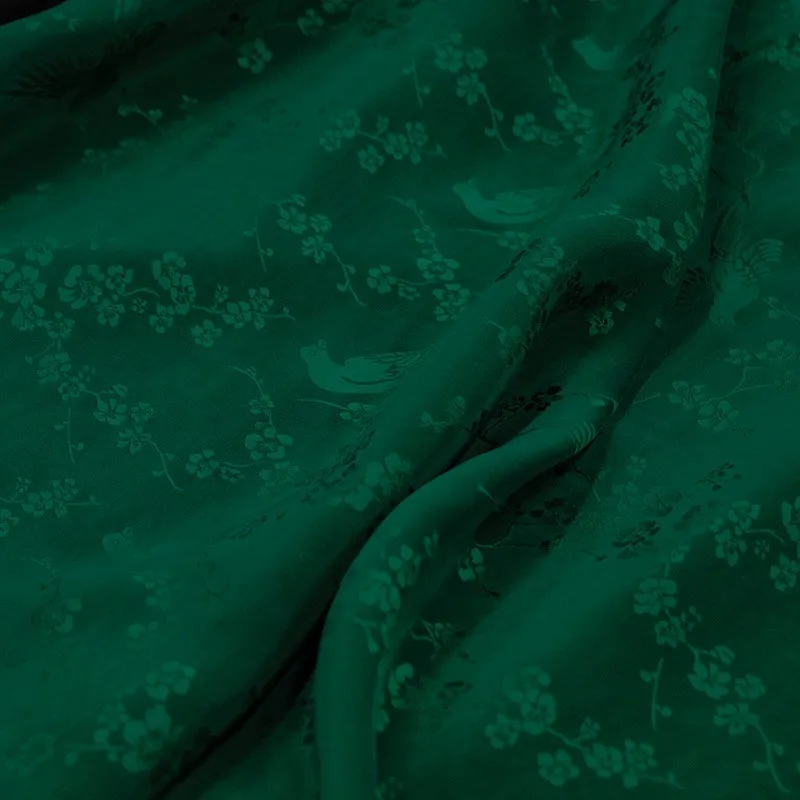 

Old material ramie silk real auspicious bird jacquard satin intangible cultural heritage Xiangyunsha fabric Hanfu and cheongsam