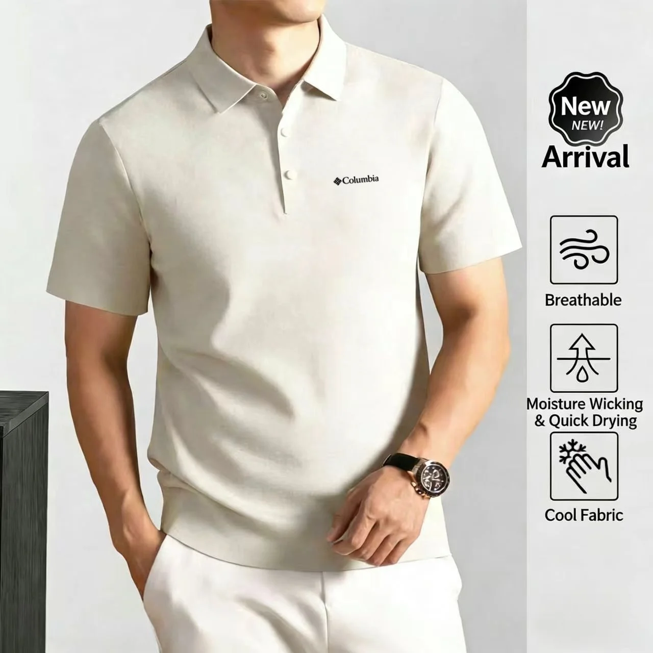 Herren-Poloshirt mit Kragen, Kurzarm, knitterfrei, Business-Casual-Oberteil, Premium-Qualität, Designer-Stil, bestes Preis-Leistungs-Verhältnis – Detail 2