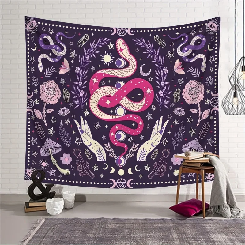 Tarot Astrology Snake Rabbit Star Moon Tapestry Mystical Totem Design Living Room Bedroom Home Decor