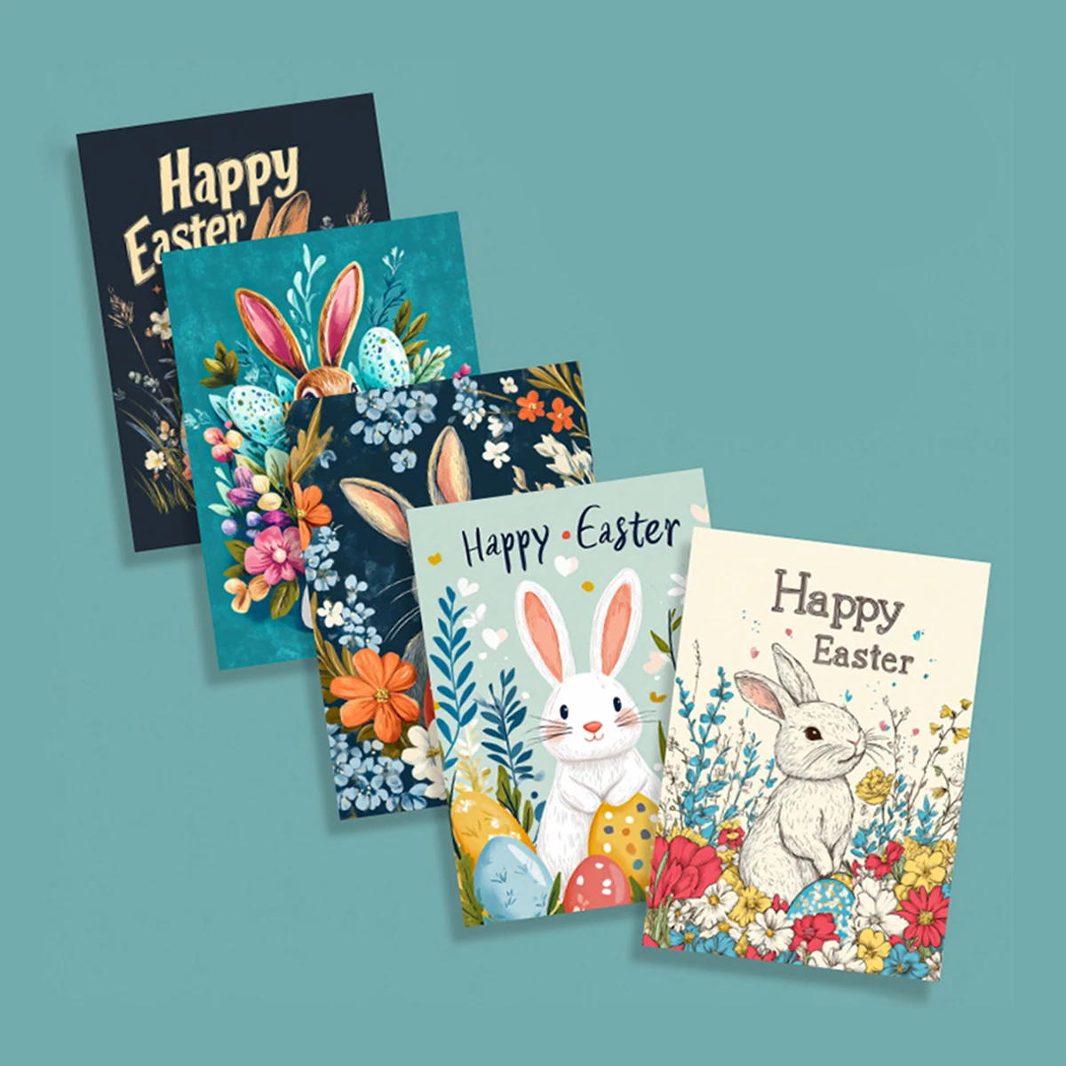 

10 открыток с рисунком кролика, акварельные, пасхальные, благодарственные открытки, конверты, праздничный подарок для друга
