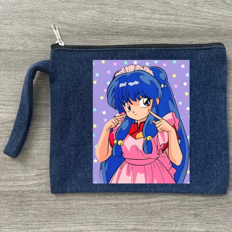 

Ranma 12 Shampoo Rumiko Takahashi Canvas Makeup Bag Portable Travel Denim Cosmetic Bag with Zipper Lightweight Female