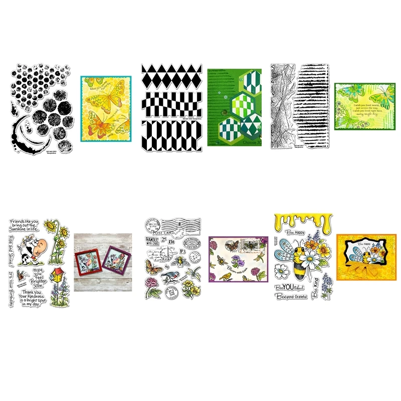 11x16 cm New Clear Stamps for Card Making Scrapbooking Animal Honeycomb Cat Dog Bird Stamp Account Craft Set No Dies