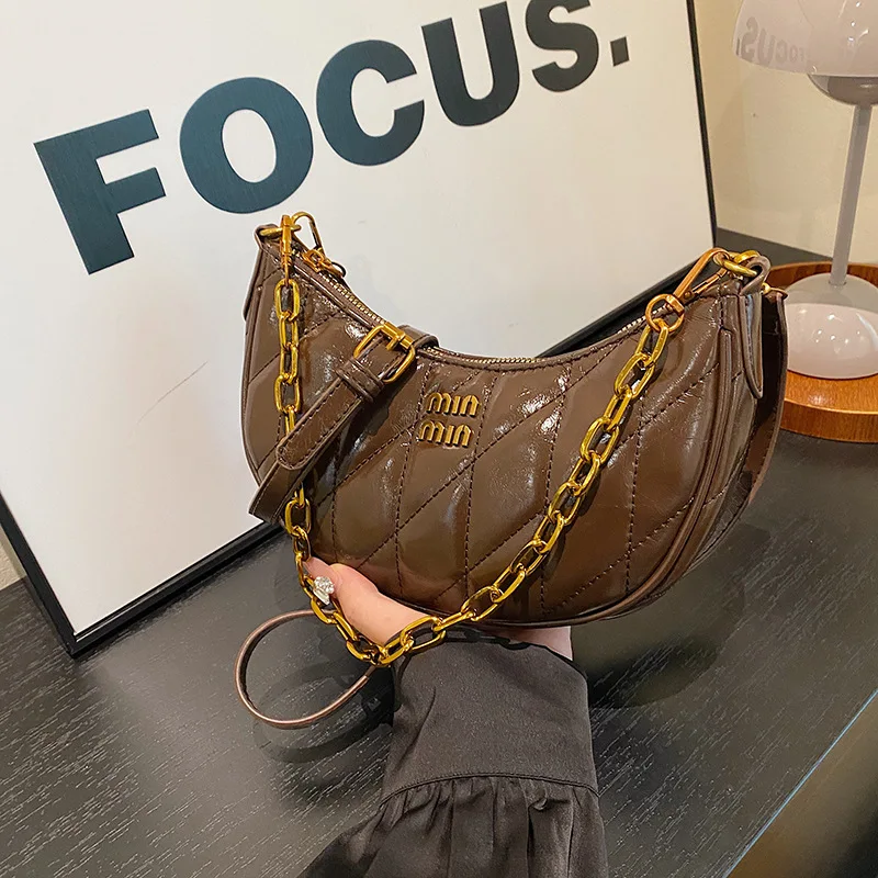 

Осенняя стеганая сумка через плечо с ремешком-цепочкой для женщин, регулируемая сумка через плечо с верхней ручкой, сумка в стиле клецок