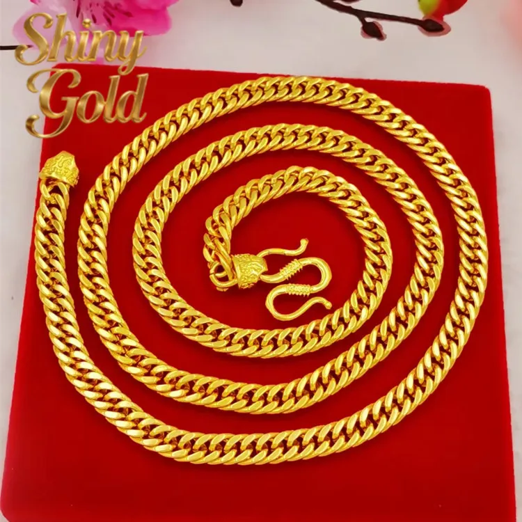 

ShinyGold 24K Gold 6mm Boss Chain Necklace Men's AU999 - 6mm Seamless Links, Warm Luster, Hypoallergenic, For Business & Casual