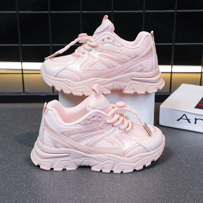 

Size 26-37 Girls Pink Platform Sneakers Kids Chunky Sole Chidlren's Mesh Sports Shoes Boys Toddler Unisex Casual Shoes